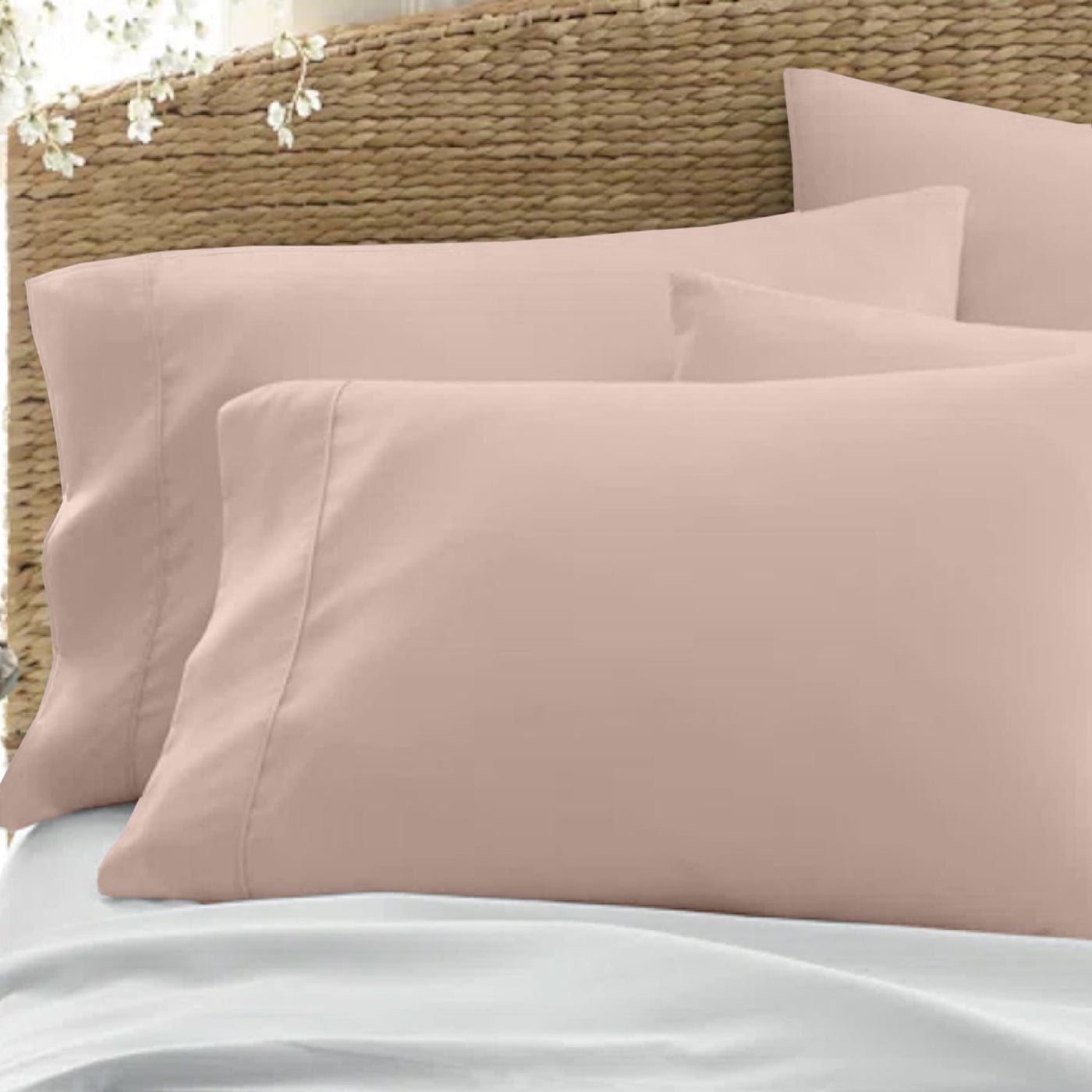 Set of 2 Solid Pillowcases 100% Egyptian Cotton 800 Thread Count