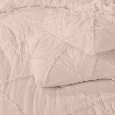 Cross Diamond Ruffle 3 Piece Duvet Cover Set 100% Egyptian Cotton 800 Thread Count