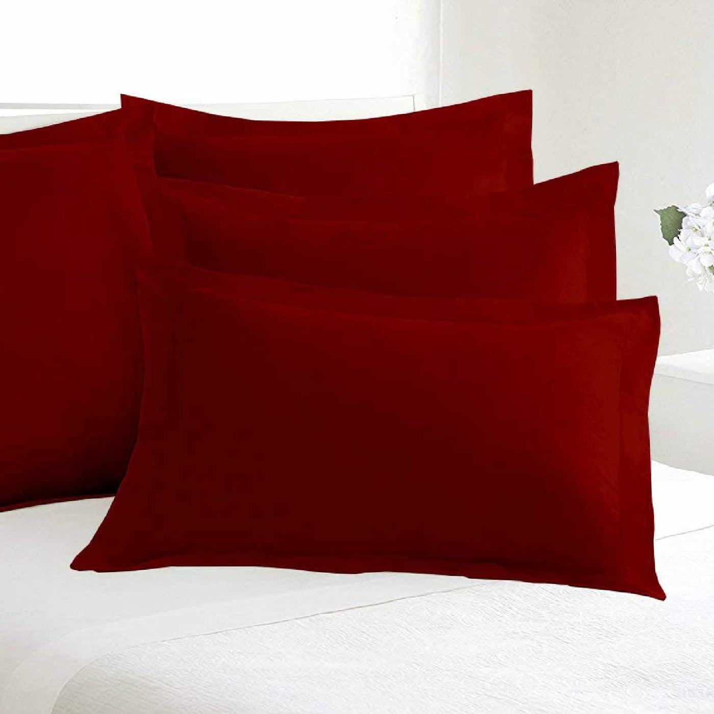 Set of 2 Solid Pillow Shams 100% Egyptian Cotton 800 Thread Count