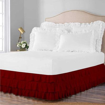 Tiered Waterfall Ruffle Bed Skirt 400 Thread Count 100% Egyptian Cotton