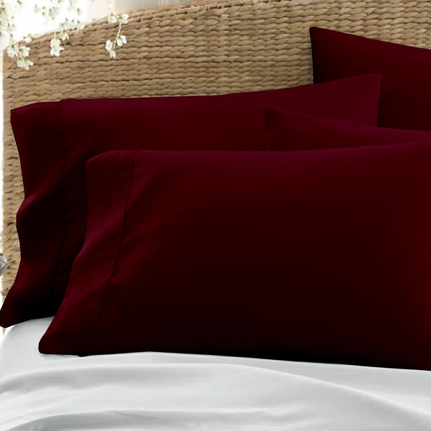 Set of 2 Solid Pillowcases 100% Egyptian Cotton 800 Thread Count