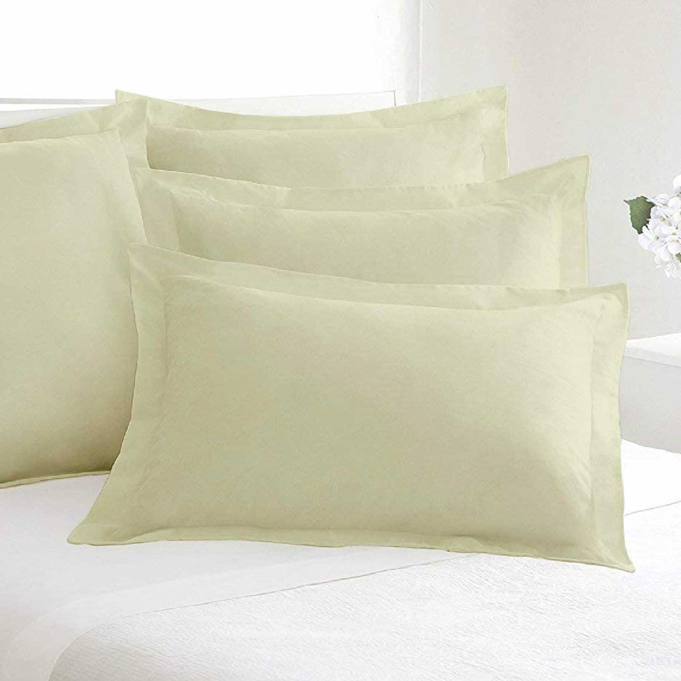 Set of 2 Solid Pillow Shams 100% Egyptian Cotton 400 Thread Count