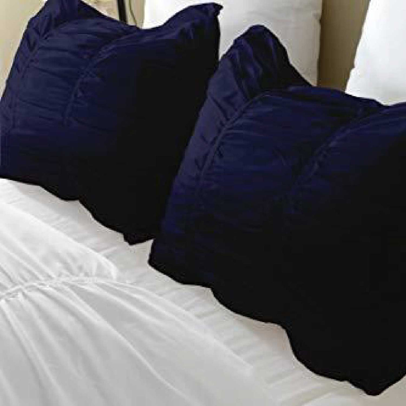 Set Of 2 Pillow Shams Ruched 100% Egyptian Cotton 800 Thread Count