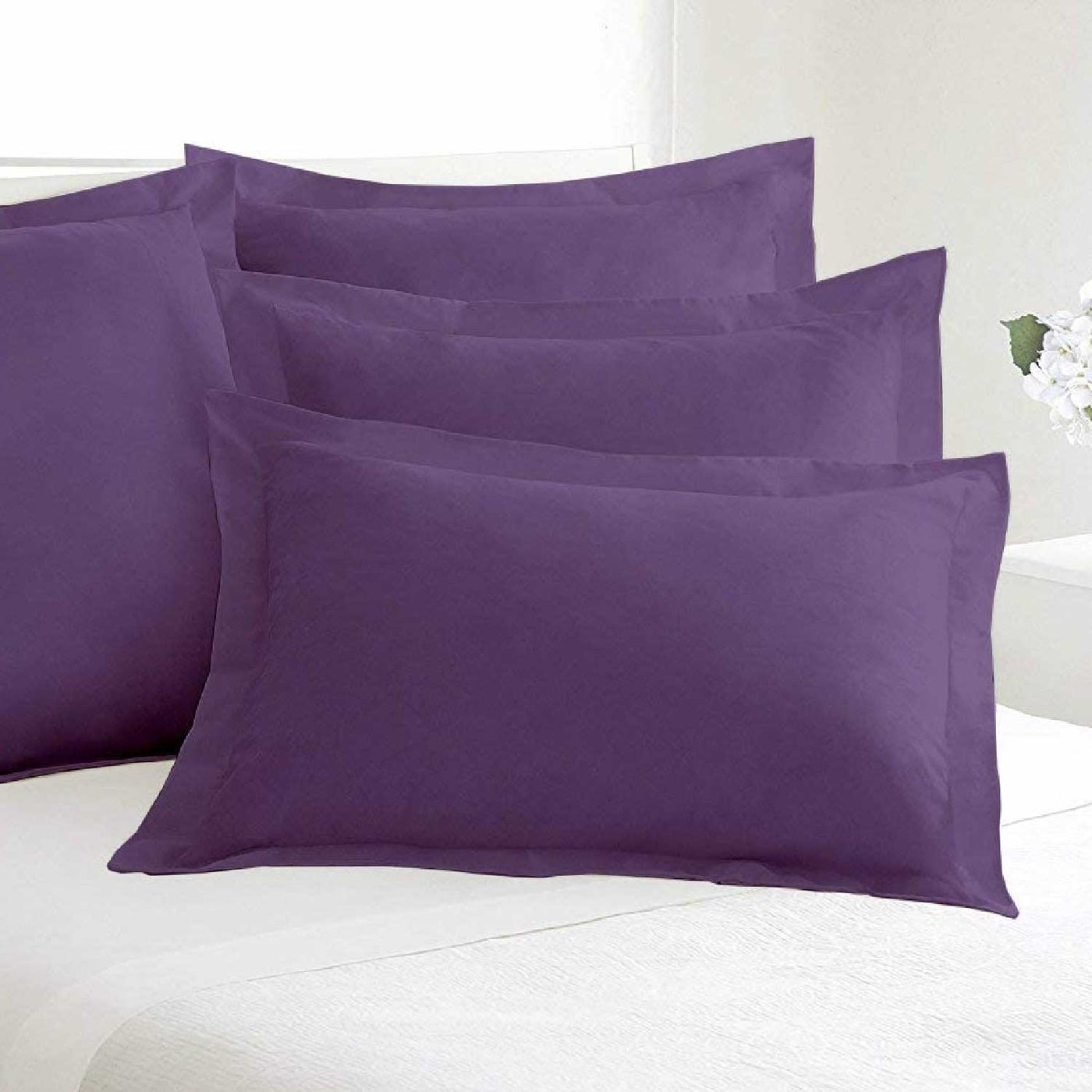 Set of 2 Solid Pillow Shams 100% Egyptian Cotton 800 Thread Count