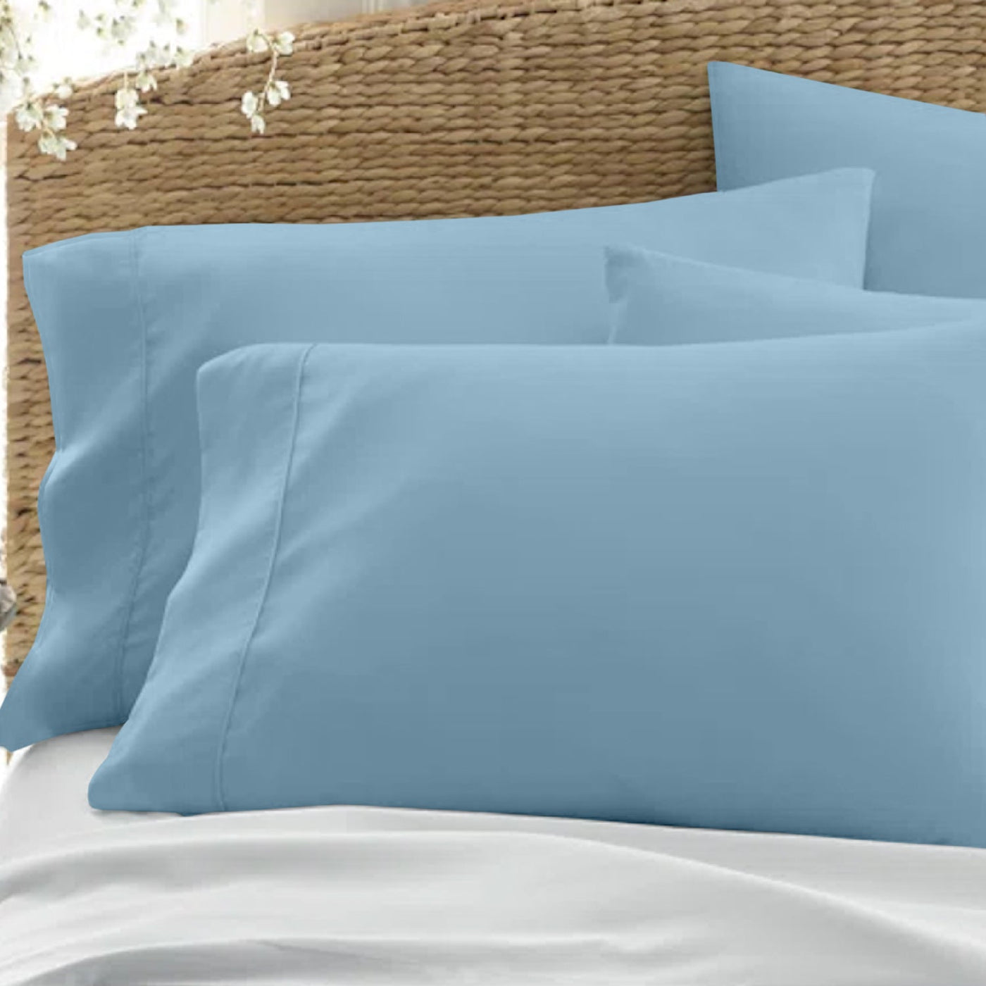 Set of 2 Solid Pillowcases 100% Egyptian Cotton 800 Thread Count