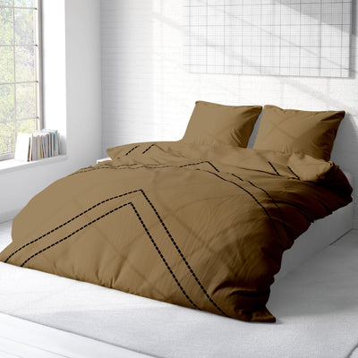 Embroidered Arrow 3 Piece Duvet Cover Set 100% Egyptian Cotton 400 Thread Count