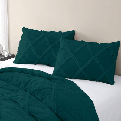 Cross Diamond Ruffle 3 Piece Duvet Cover Set 100% Egyptian Cotton 800 Thread Count