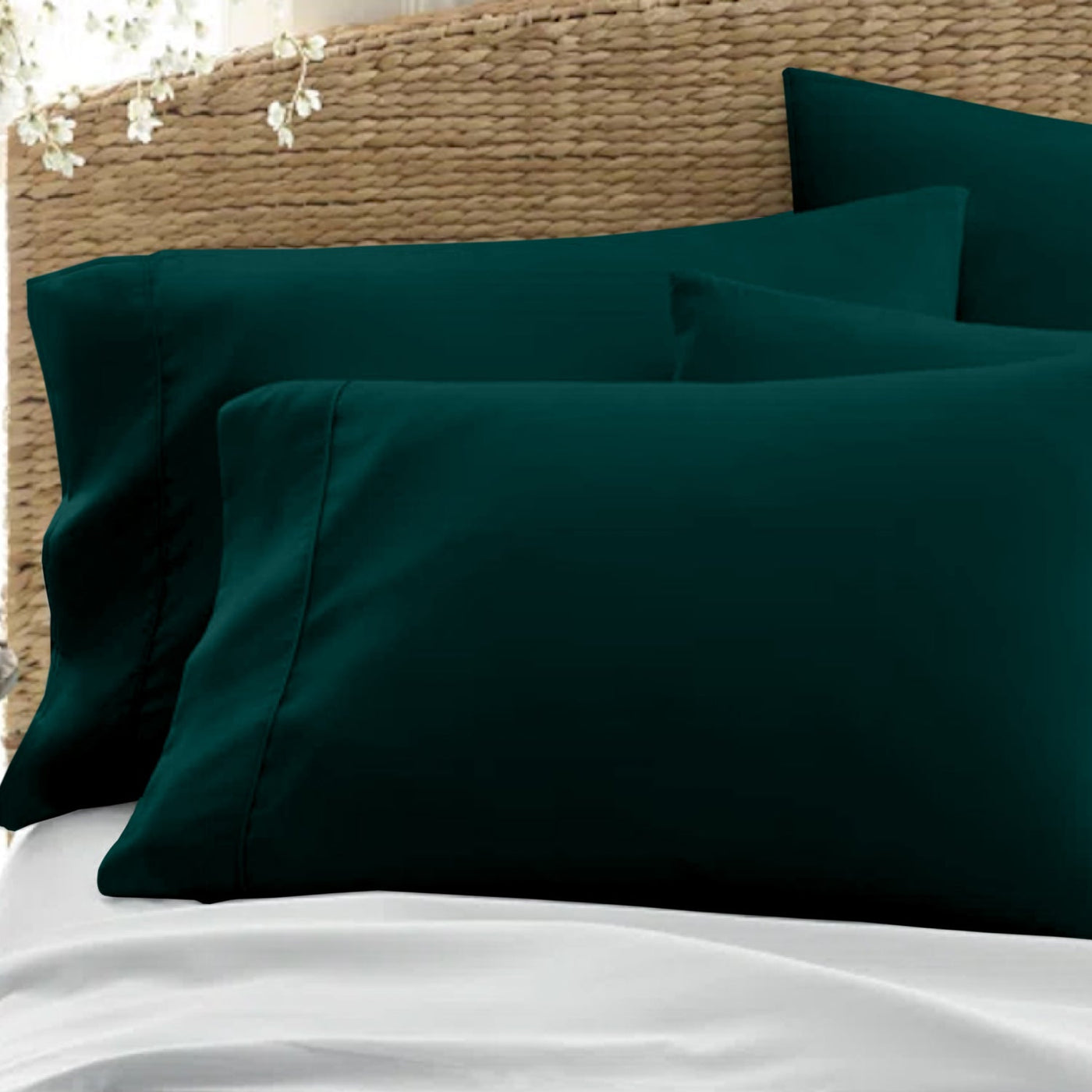 Set of 2 Solid Pillowcases 100% Egyptian Cotton 800 Thread Count