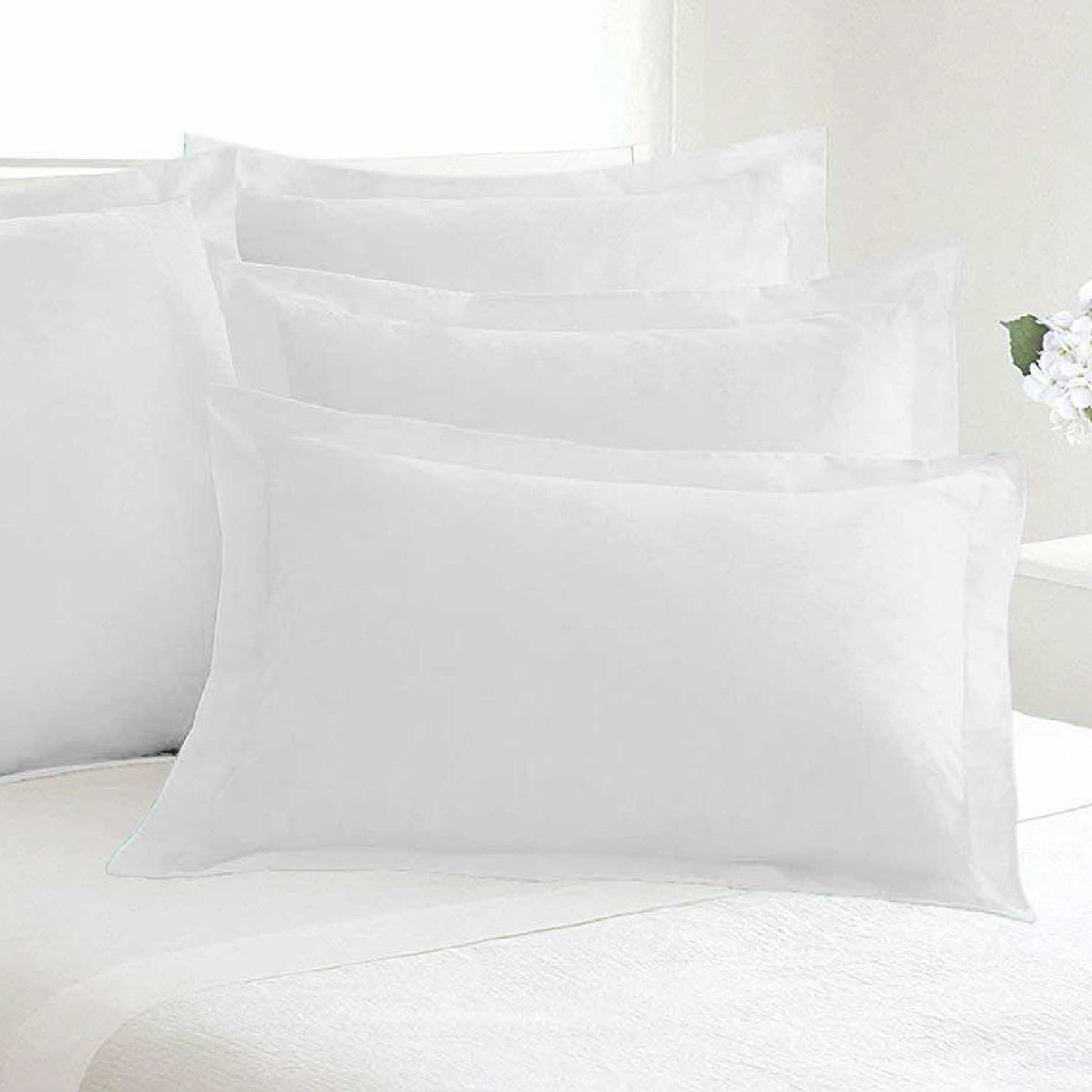 Set of 2 Solid Pillow Shams 100% Egyptian Cotton 400 Thread Count