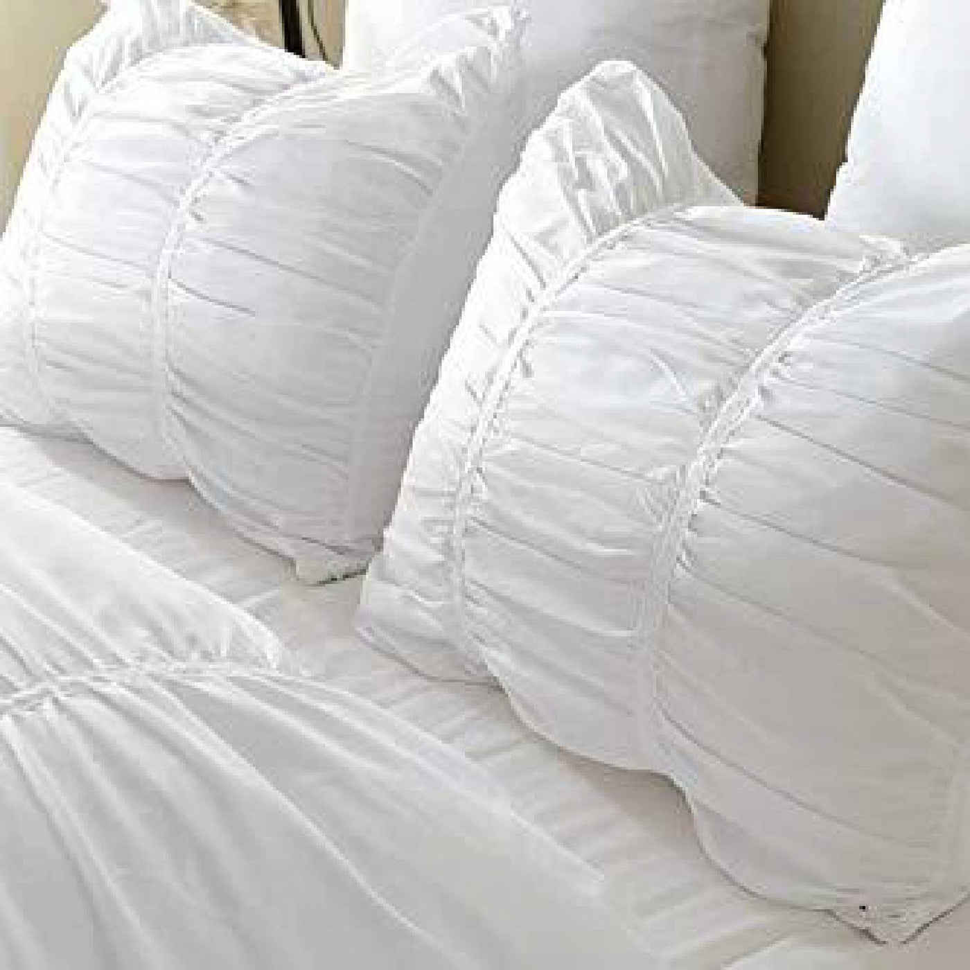 Set Of 2 Pillow Shams Ruched 100% Egyptian Cotton 800 Thread Count