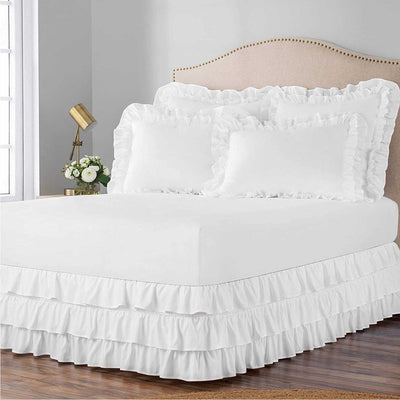 Tiered Waterfall Ruffle Bed Skirt 1000 Thread Count 100% Egyptian Cotton