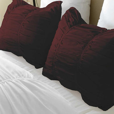 Set Of 2 Pillow Shams Ruched 100% Egyptian Cotton 800 Thread Count